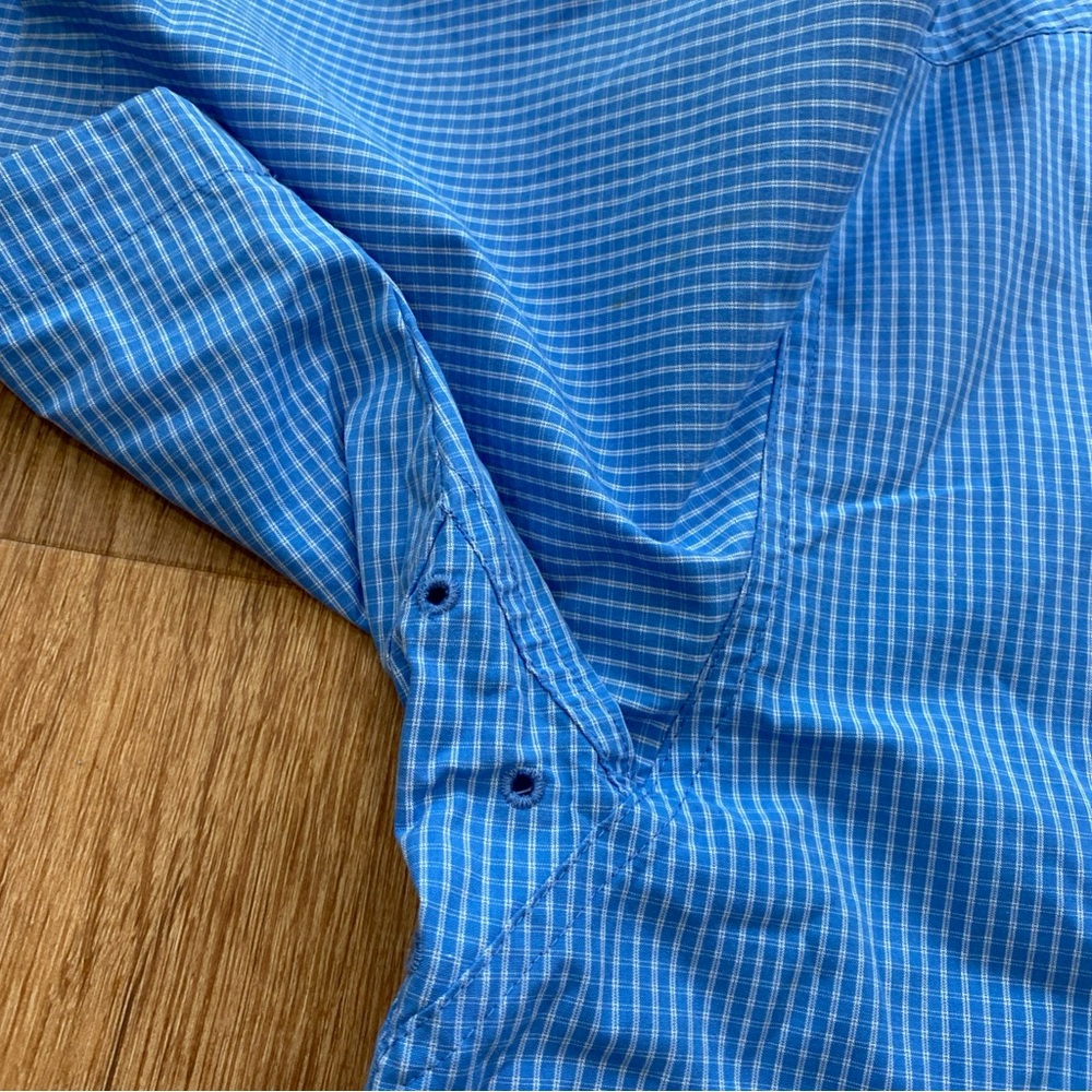 Ariat Pro Series Short Sleeve Shirt Mens Large Button Down Blue Plaid - Picture 10 of 11
